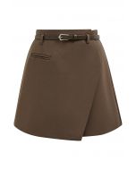 Welt Pocket Belted Flap Skorts in Khaki