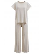 Daily Comfort Sleeveless Top and Straight-Leg Pants Set in Oatmeal