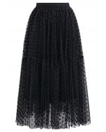 Can't Let Go Dots Mesh Tulle Skirt in Black