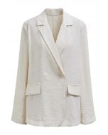 Lightweight Notch Lapel Linen-Blend Blazer in Ivory