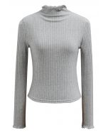 Lettuce Edge Knit Top in Grey