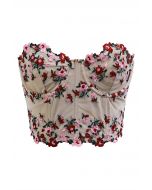 Dainty Floret Embroidery Corset Bustier Top