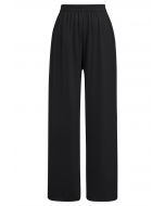 Satin Finish Pull-On Pants in Black