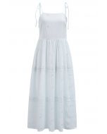 Sequined Embroidery Tie-Shoulder Cami Dress in Baby Blue