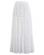 Exquisite Embroidered Eyelet Maxi Skirt