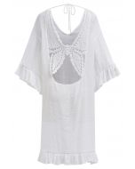 Butterfly Crochet Backless Cover-Up Dress in White