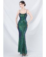Fairytale Sequin Mermaid Cami Gown in Green