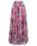 Watercolor Floral Fantasy Chiffon Maxi Skirt