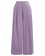 Side Pocket Wide-Leg Linen-Blend Pants in Lavender