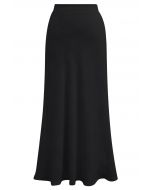 Emboss Floral Texture Maxi Skirt in Black