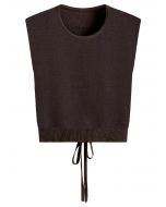 Tie-Back Sleeveless Rib Knit Top in Brown