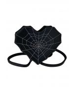 Spider Web Print Heart Backpack in Black