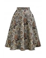 Antique Floral Jacquard A-Line Skirt