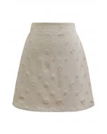 Embossed Rose Mini Bud Skirt in Taupe