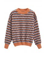 Fall Tones Geometric Pattern Knit Sweater