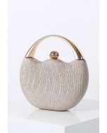 Elegance Round Handle PU Leather Clutch in Champagne