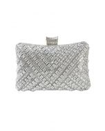 Fancy Rhinestone Overlay Clutch in Silver