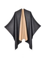 Reversible Charm Open-Front Poncho in Smoke