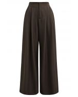 Allure in Motion Elastic Waist Pleats Palazzo Pants in Brown