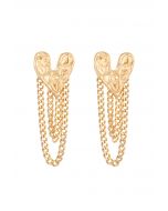 Heart Tassel Chain Earrings in Gold