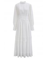 Victorian Elegance Cutwork Lace Maxi Dress in White