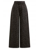 Classic Belted High-Waist Wide-Leg Jeans in Leopard Print