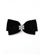 Snowflake Velvet Bowknot Hair Clip in Black