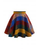 Chromatic Check Wool-Blend Flare Mini Skirt