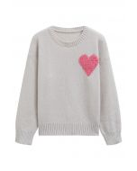 Only Love Crew Neck Jacquard Knit Sweater