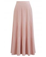 Gentle Touch Ribbed Knit Maxi Skirt in Light Pink