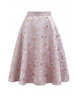 Sweet Love Glittering Jacquard Flare Midi Skirt