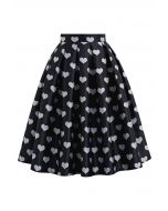 Affectionate Love Box Pleat Midi Skirt in Black