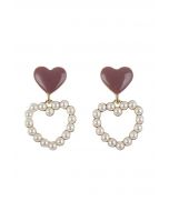 Double Hearts Drop Earrings