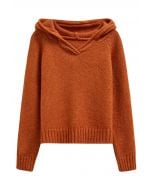 Relaxed-Fit Hooded Knit Sweater in Orange