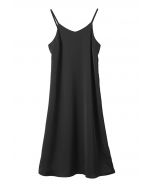 Glossy Satin Cami Dress in Black