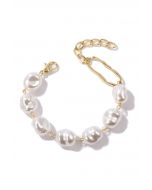 Irregular White Pearl Beaded Bracelet