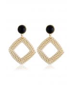 Square Rattan Straw Earrings