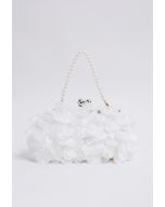 Bloom-Inspired Pearl Chain Handbag in White