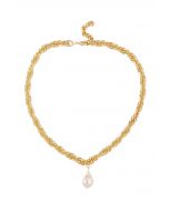 Teardrop Pearl Twist Chain Necklace