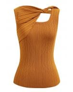 Twist Textured Sleeveless Knit Top in Pumpkin