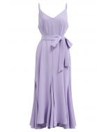 Plain Color Frilling Hem Cami Dress in Lilac