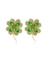 Four-Leaf Clover Earrings in Green