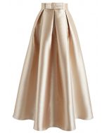 Luxurious Night Bowknot Pleated A-Line Skirt