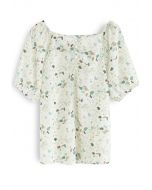 Magic of Love Square Neck Floral Top in Mint