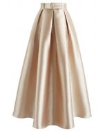 Luxurious Night Bowknot Pleated A-Line Skirt