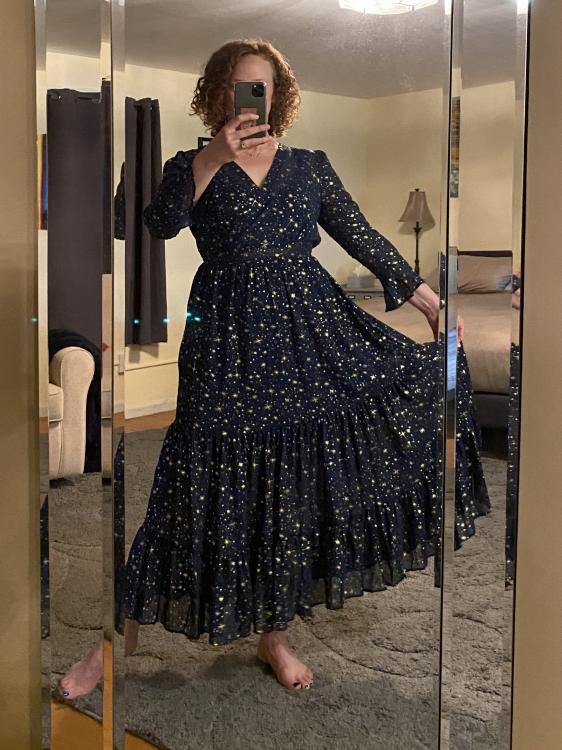 Glory of Love Star Printed Maxi Dress in Navy Retro Indie and Unique Fashion