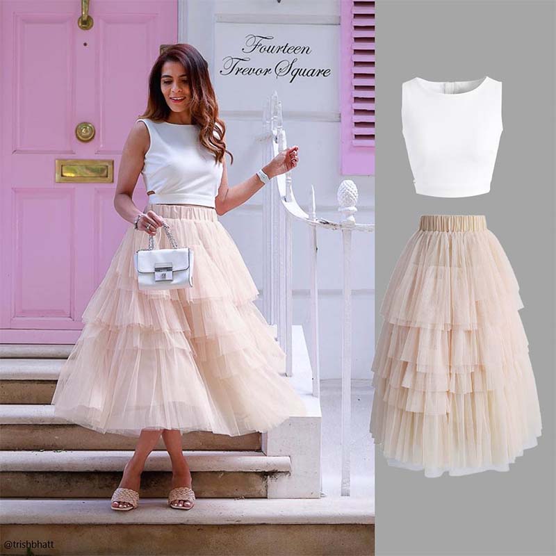 Tulle skirt; tiered skirt; chicwish; pink layered skirt - sparkleshinylove