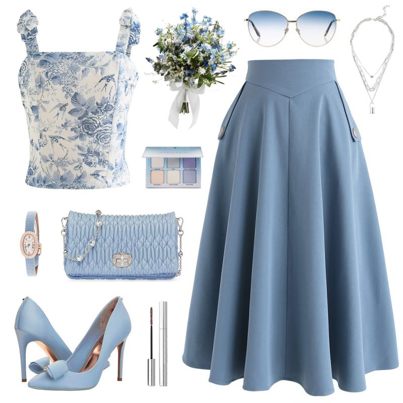 ba&sh Corso Skirt in blue - Estilo Boutique