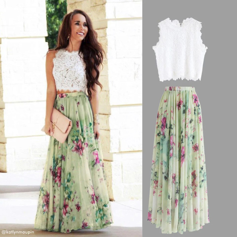 Chicwish Marvelous-floral-maxi-skirt-in-green 2024